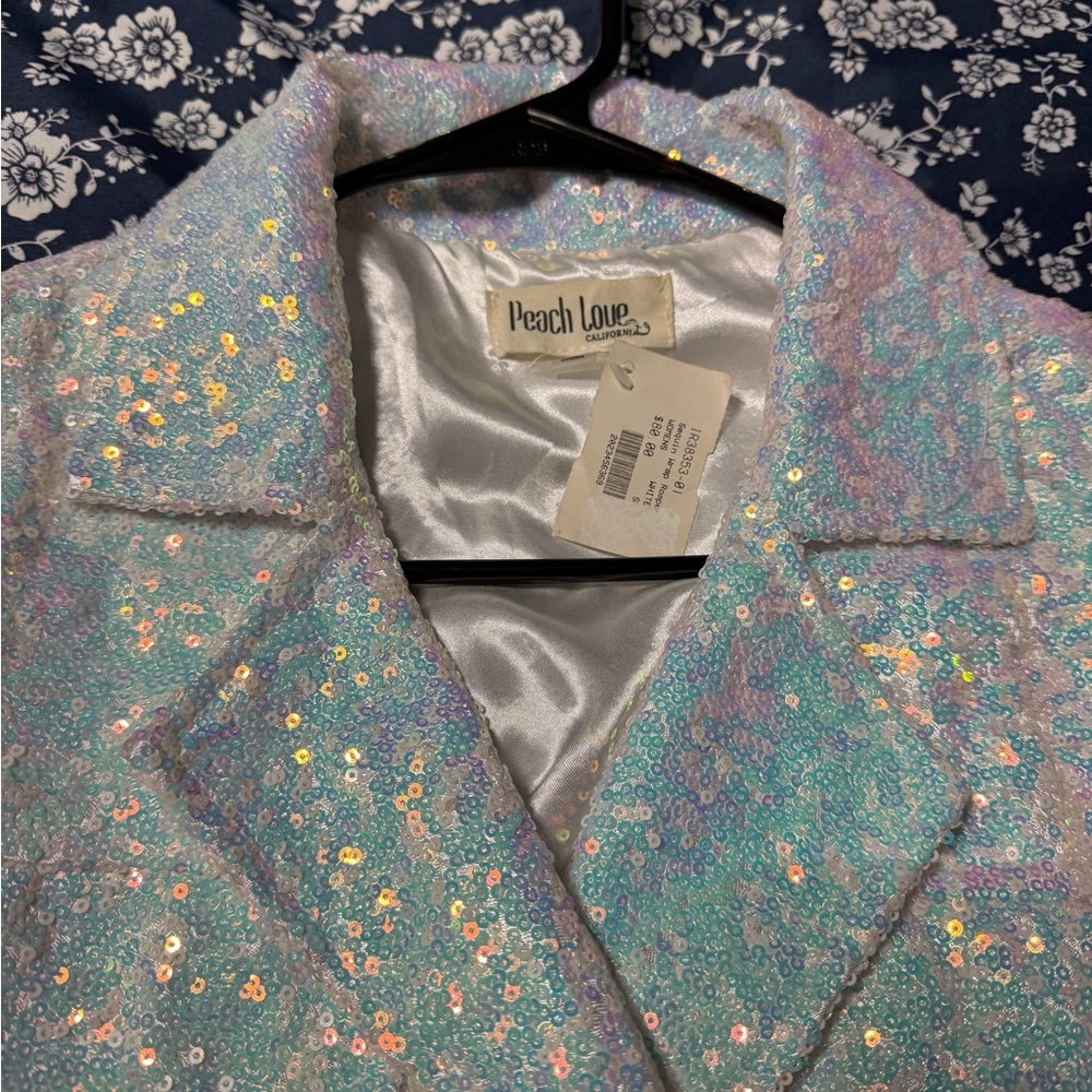 Peach Love California Iridescent Sequin Romper